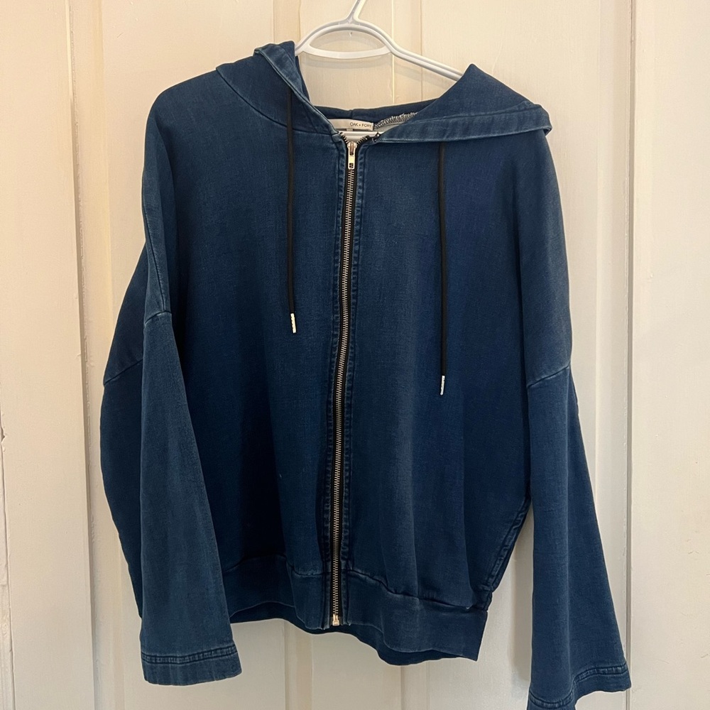 Oak + Fort denim coloured zip up
